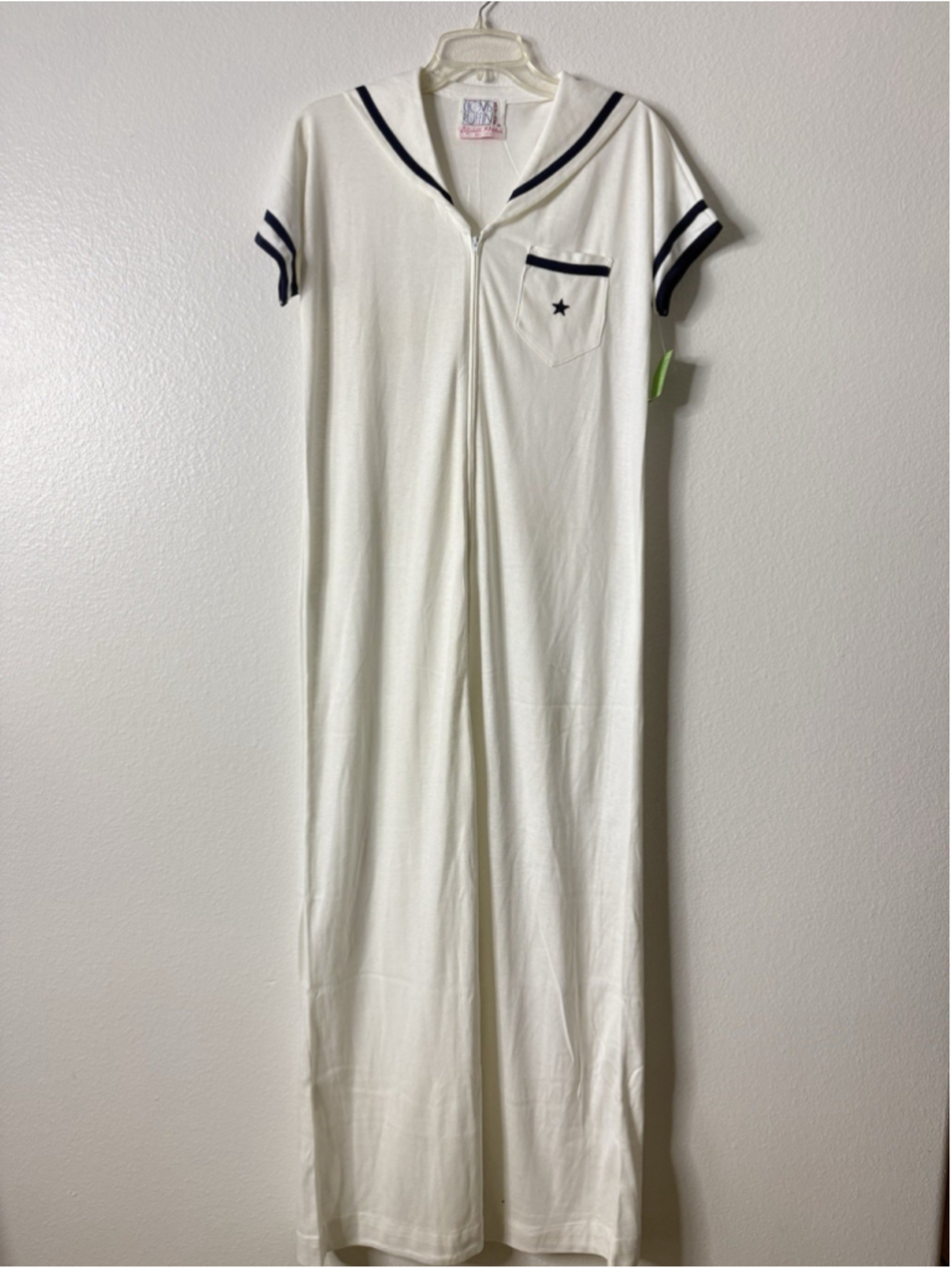 Vintage Clovis Ruffin Elizabeth Arden Sailor Collar Maxi Lounge Dress Made In US - Picture 5 of 16